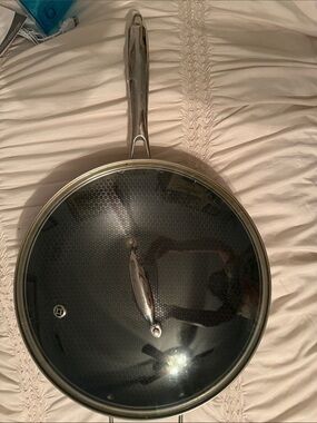 Hexclad Stainless Steel Frying Pan with Glass Lid - Black 14”